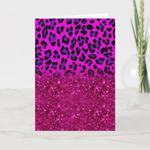 Mode Modern Rosa Lila Glitter Leopard Kort