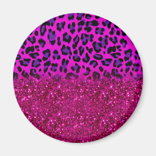 Mode Modern Rosa Lila Glitter Leopard Magnet