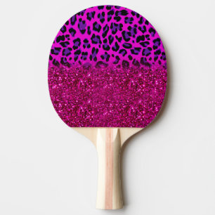 Mode Modern Rosa Lila Glitter Leopard Pingisracket
