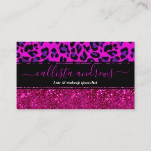 Mode Modern Rosa Lila Glitter Leopard. Visitkort