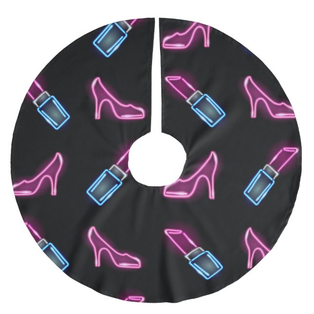 Mode Mönster med Neon Icons. Julgransmatta Borstad Polyester (Framsidan)