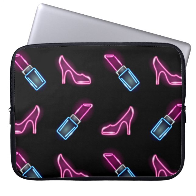 Mode Mönster med Neon Icons. Laptop Fodral (Framsidan)