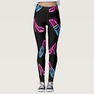 Mode Mönster med Neon Icons. Leggings