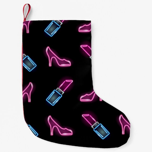 Mode Mönster med Neon Icons. Liten Julstrumpa (Framsidan)