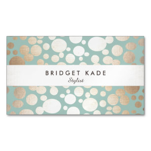 Mode och Beauty Guld Turquise Spoted Mönster Visitkortmagnet