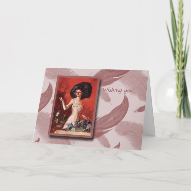 Mode och hatt för grattis på födelsedagen Retro Kort (Framsida)