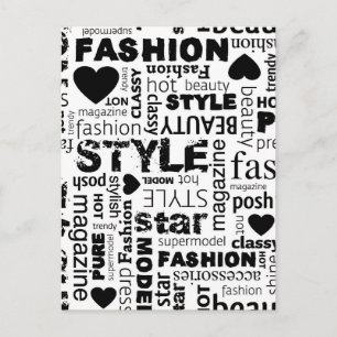 Mode Ord Collage Vector Illustration - alt Vykort