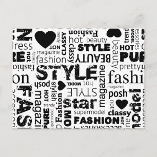 Mode Ord Collage Vector Illustration - alt Vykort
