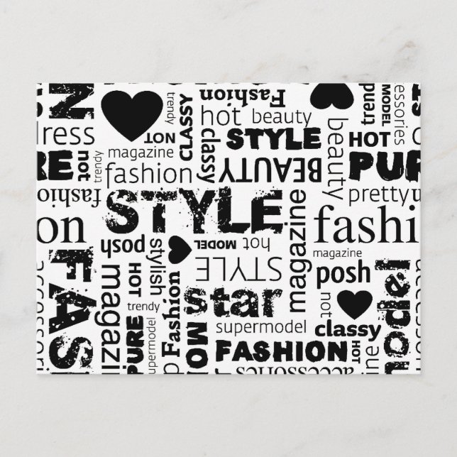Mode Ord Collage Vector Illustration - alt Vykort (Framsida)