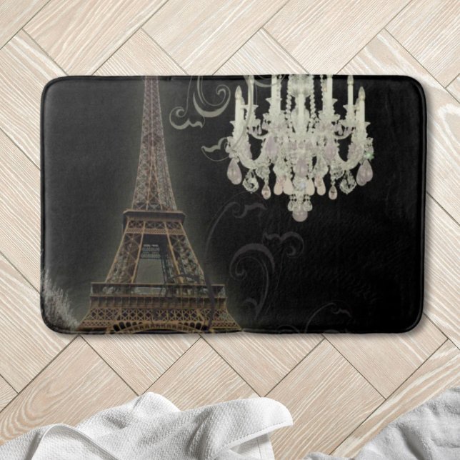 mode paris eiffel torn badrumsmatta (girly chic retro fashion paris eiffel tower bath mat)