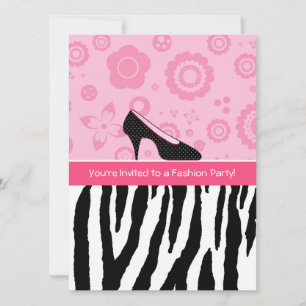 Mode Party Trendig Zebra Girly Rosa Shoes Inbjudningar