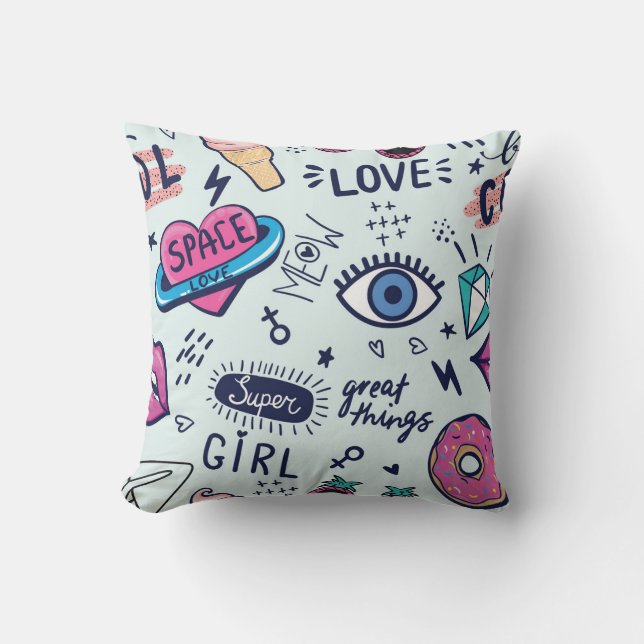 Mode Patch: Pop Art Stickers. Kudde (Framsida)