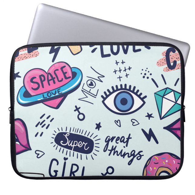 Mode Patch: Pop Art Stickers. Laptop Fodral (Framsidan)