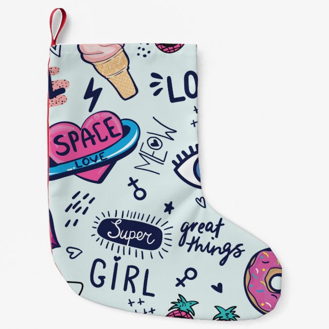 Mode Patch: Pop Art Stickers. Liten Julstrumpa (Framsidan)