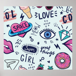 Mode Patch: Pop Art Stickers. Poster