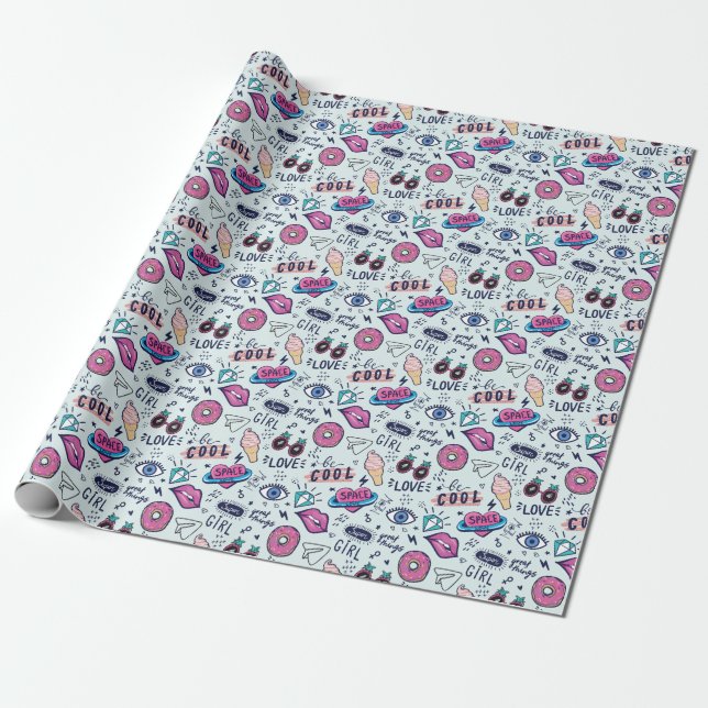 Mode Patch: Pop Art Stickers. Presentpapper (Utrullad)