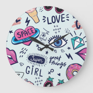 Mode Patch: Pop Art Stickers. Stor Klocka