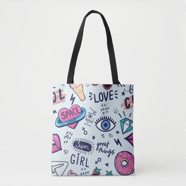 Mode Patch: Pop Art Stickers. Tygkasse (Framsida)