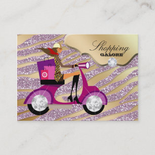 Mode Personal Shopper Jewelry Guld Rosa Glitter Visitkort