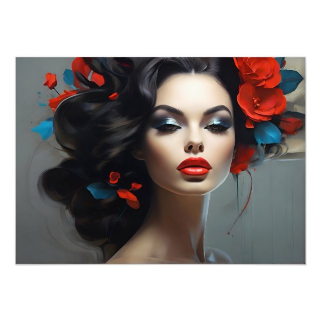 Mode porträtt av kvinnokonst fototryck (Framsidan)