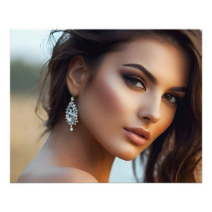 Mode porträtt av kvinnokonst fototryck