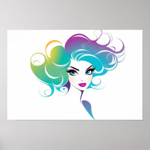 Mode porträtt av kvinnokonst poster