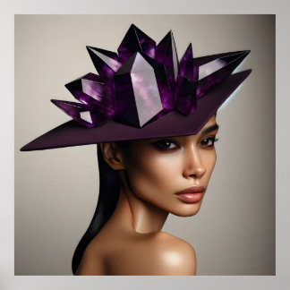 Mode Porträtt med Ametyst Crystal Hat - Avant Poster