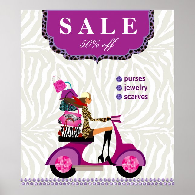 Mode Poster försäljning - Handbag Jewelry Lila (Framsidan)