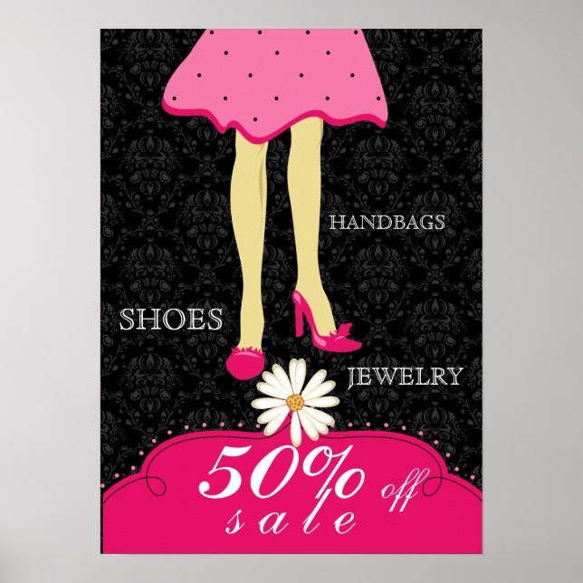 Mode Poster Söt Shoes and Dress Rosa Black (Framsidan)
