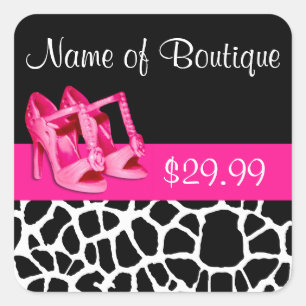 Mode Prisa Märkre Giraffe Print Girly Rosa Pumps Fyrkantigt Klistermärke