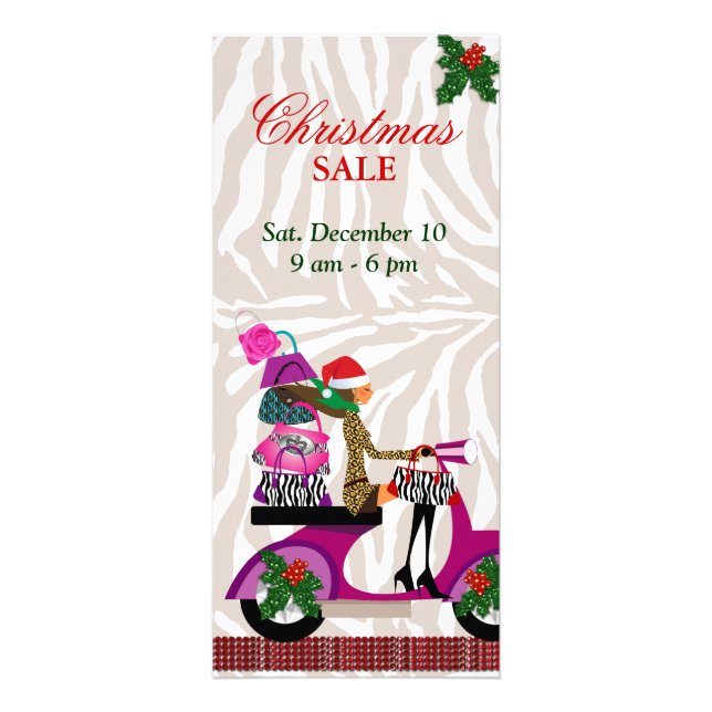 Mode Rack Card Scooter Woman Julafton Purse Reklamkort (Framsidan)