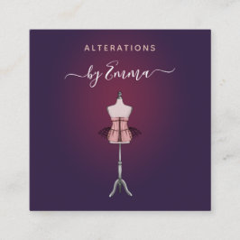 Mode Ro Guld Mannequin Burgundy Seamstress Fyrkantigt Visitkort
