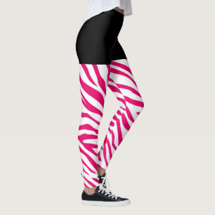 Mode Rosa Zebra ränder Decor on Leggings