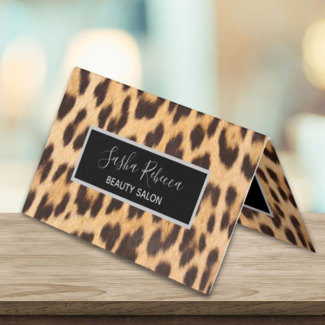mode salon skönhet SPA stilist leopard print Visitkort (fashion salon beauty SPA stylist leopard print Business Card)