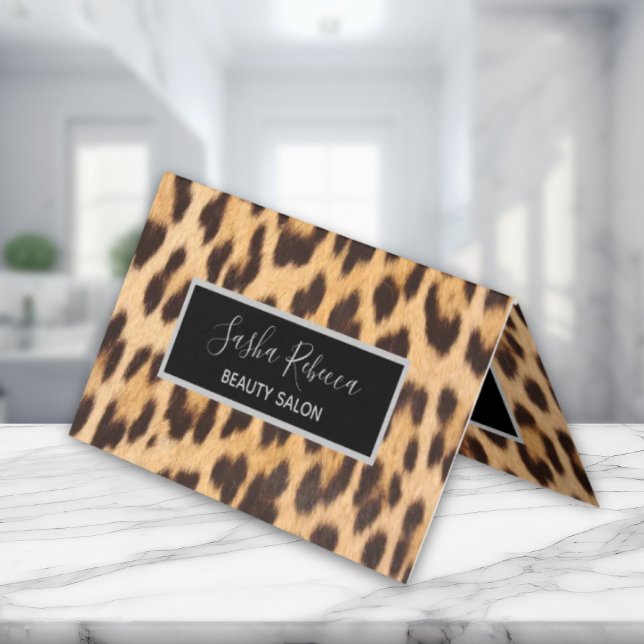 mode salon skönhet SPA stilist leopard print Visitkort (fashion salon beauty SPA stylist leopard print Business Card)