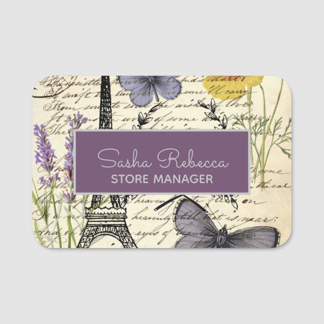 Mode Salon SPA-fransken eiffel torn Paris Namnbricka (Framsida)