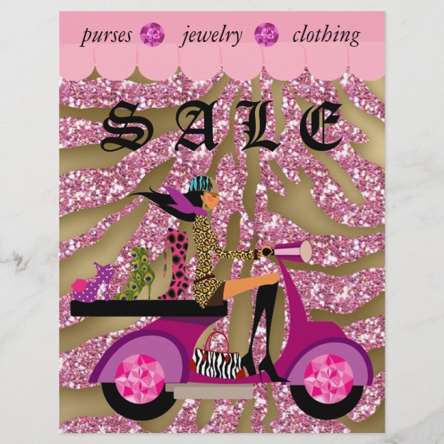 Mode Scooter Awning Woman Shoes Zebra Glitter Reklamblad (Framsidan)