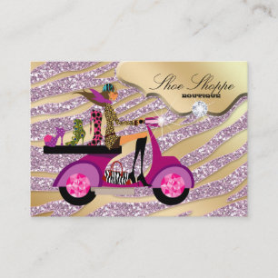 Mode Shoes Jewelry Zebra Rosa Jewel Glitter 8 Visitkort