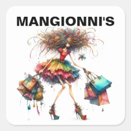 Mode Shopping Fyrkantigt Klistermärke