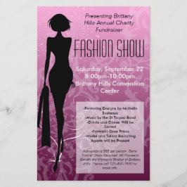 Mode Show Flyer, Rosa Silhouette Swirl Flygblad