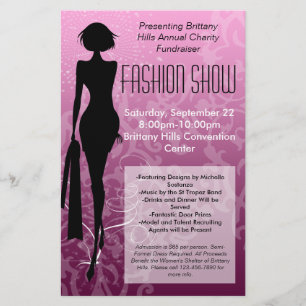 Mode Show Flyer, Rosa Silhouette Swirl Flygblad