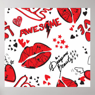 Mode Sketch Glamor: Girlish Print. Poster