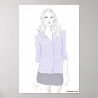 Mode Sketch - Polka Dot Cardigan Poster