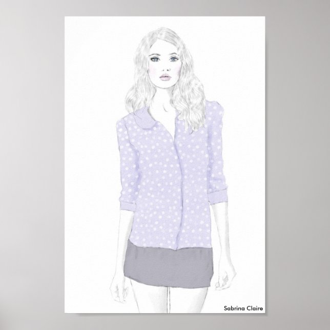 Mode Sketch - Polka Dot Cardigan Poster (Framsidan)