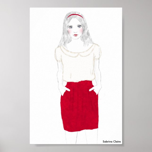 Mode Sketch - Red Skirt Poster (Framsidan)