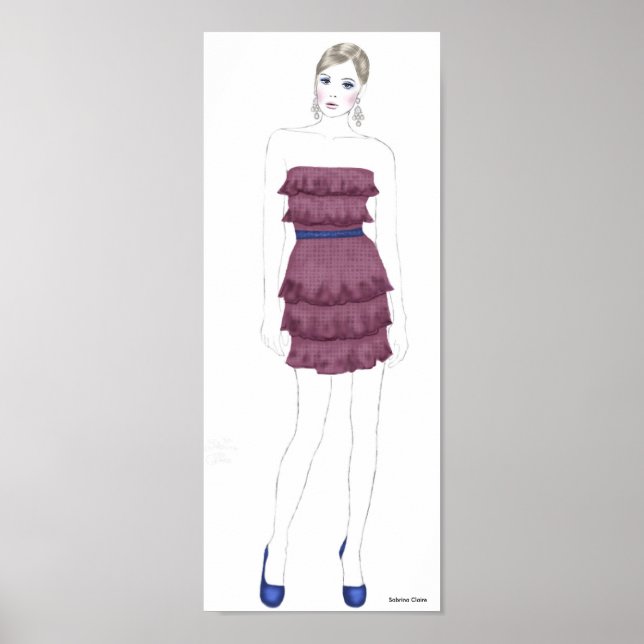 Mode Sketch - Ruffle Dress Poster (Framsidan)