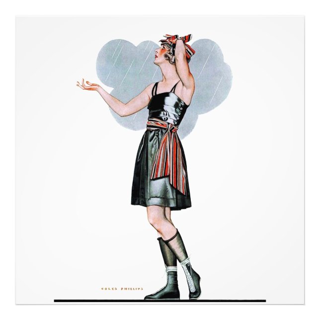 Mode Skönhet i regnet av C Coles Phillips Fototryck (Framsidan)