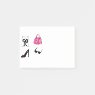 Mode-skor, handväska, fashionista post-it block