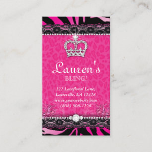 Mode Snöre Rosa Krona Tiara Modern Visitkort