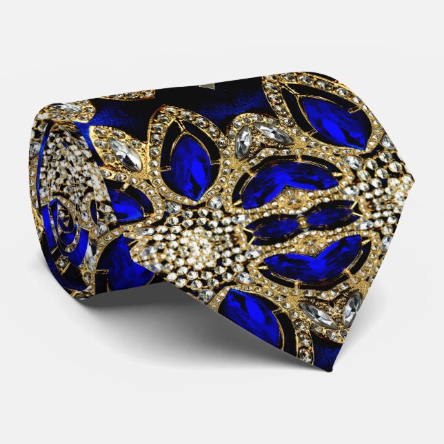 mode snyggt gigantisk turkos navy Blue guld Slips (Rullad)